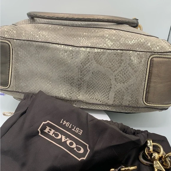 Coach Peyton Rose Gold Metallic Python Print with Gold and Tortoise Hardware - Picture 6 of 14